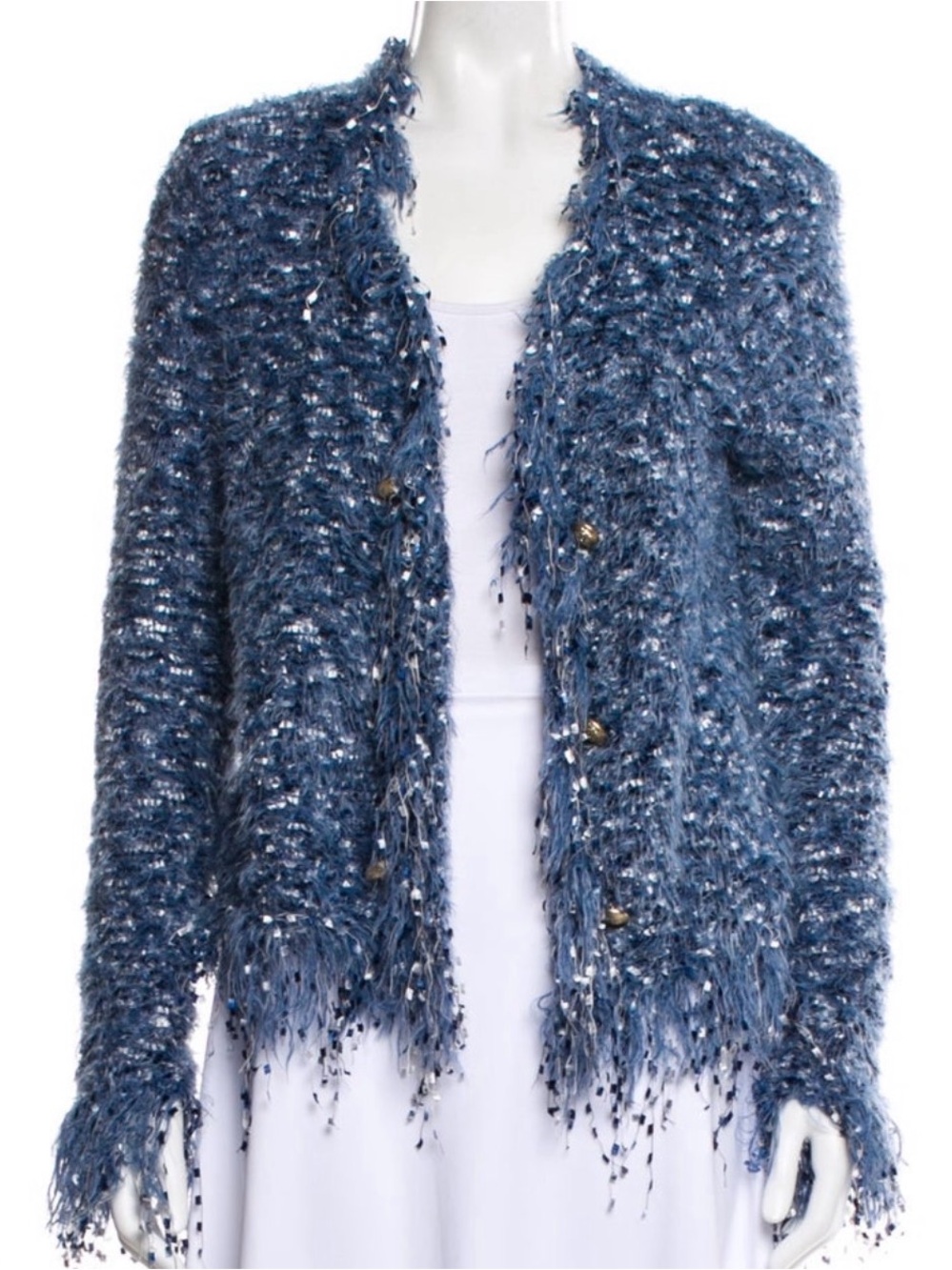 L'Agence Azure Blue Fuzzy Cardigan - Picture 8 of 11